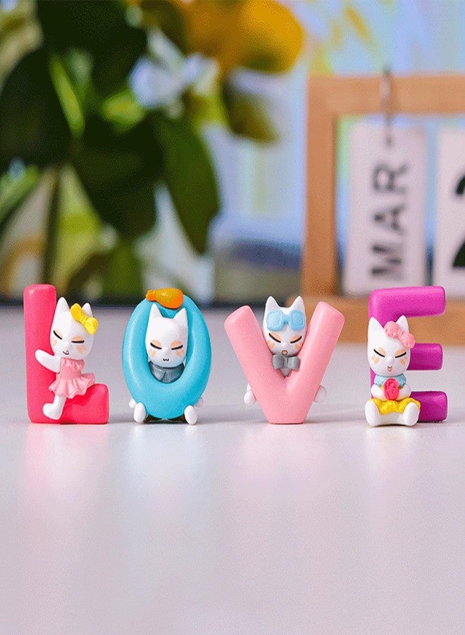 Spiaty Love Cat Home, Car and Office Decor Figurine (Small, Multi, Set of 4) - Image 1